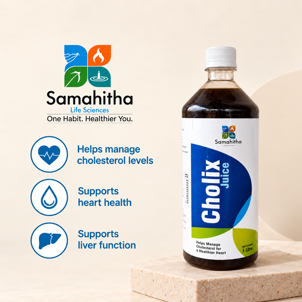 [SLSLIQ002] Samahitha Life Sciences Cholix Juice | Ayurvedic Proprietary Medicine | Herbal Heart & Lipid Wellness Support | Apple Cider Vinegar, Arjuna, Guggul, Ginger & Garlic | 30 ml